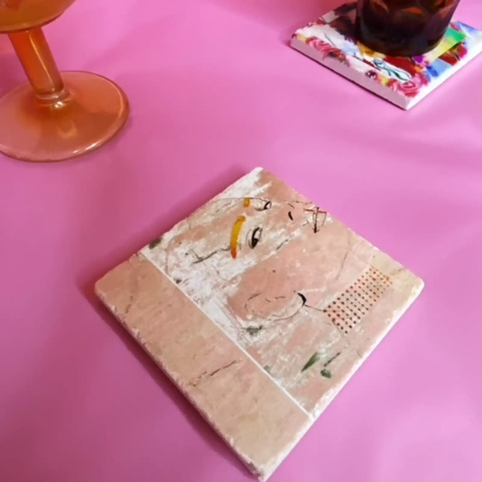 Thumbnail: GOLD EYEBROWS MAMI STONE MARBLE COASTER