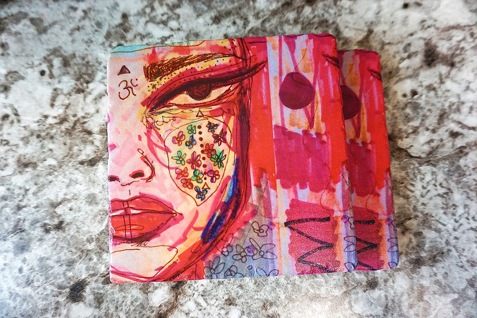 PINK OM MAMI STONE MARBLE COASTER