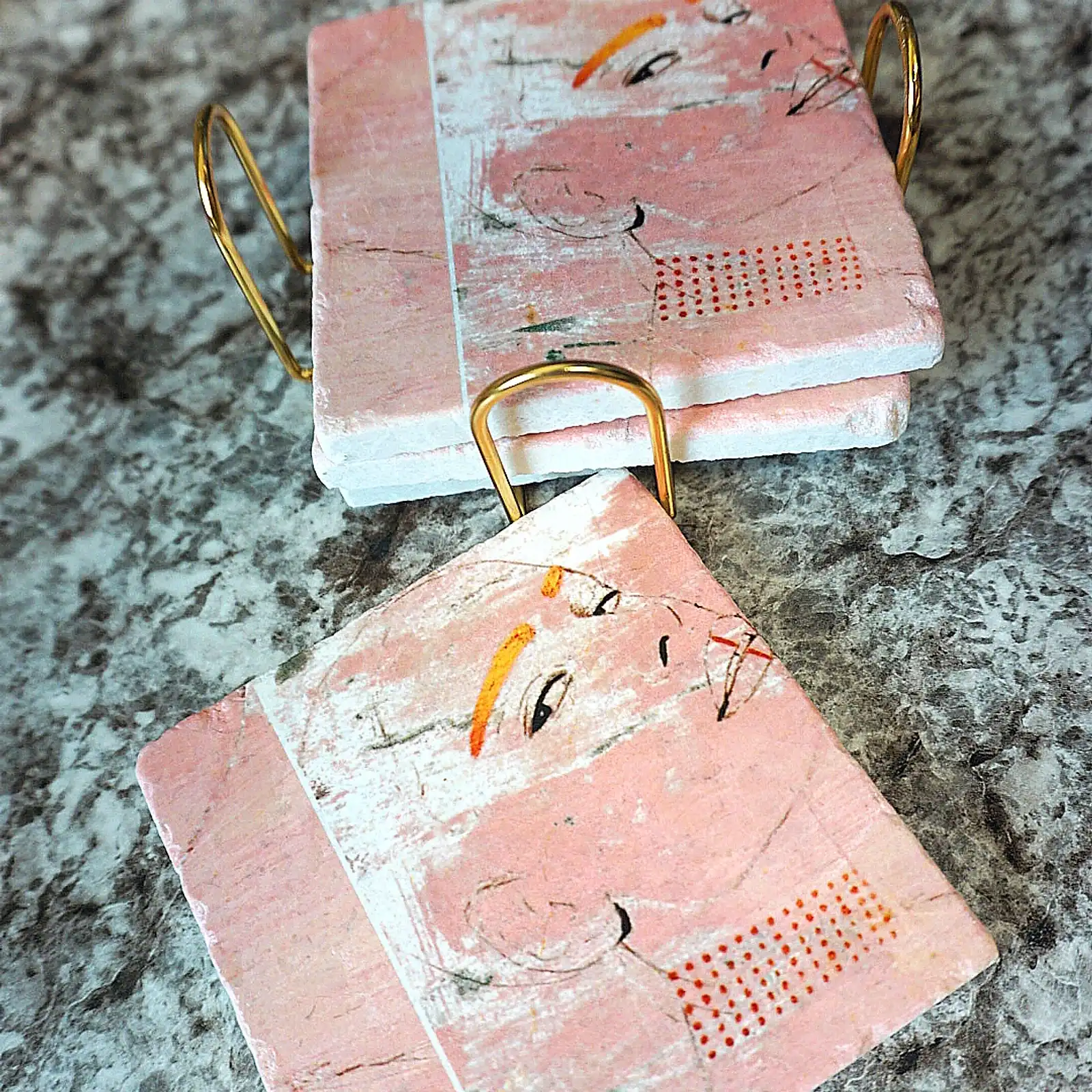 Thumbnail: GOLD EYEBROWS MAMI STONE MARBLE COASTER