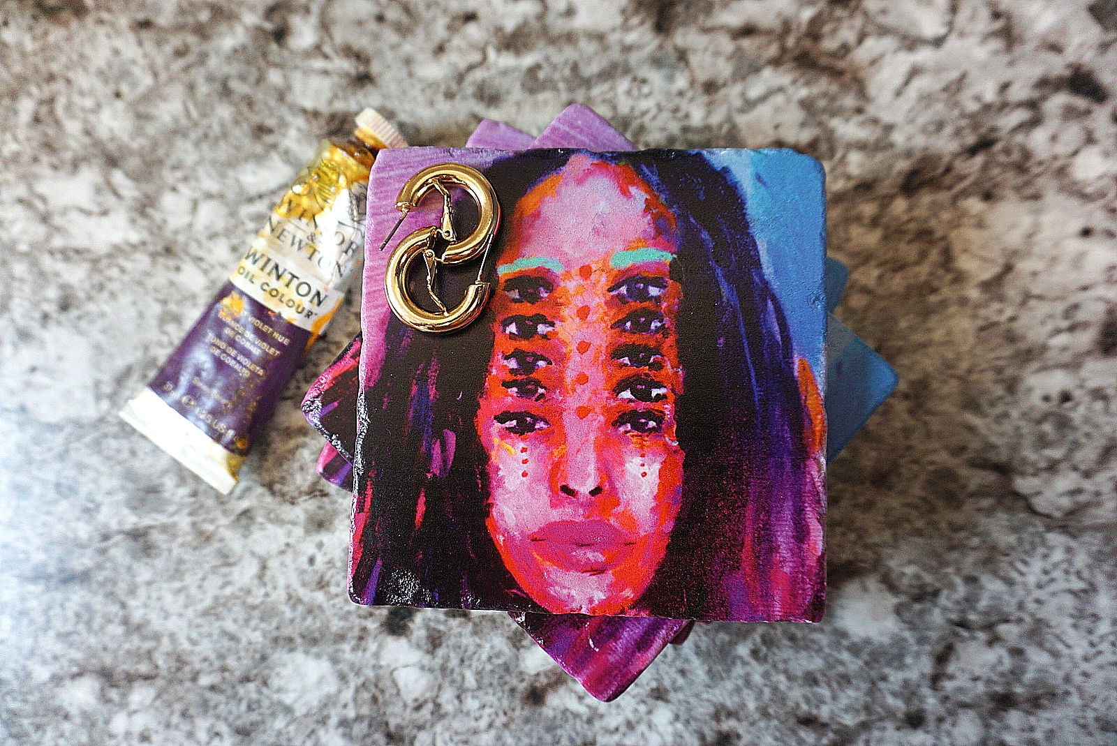 10 EYES MAMI STONE MARBLE COASTER