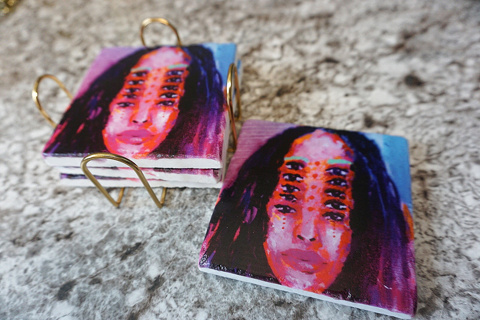 10 EYES MAMI STONE MARBLE COASTER